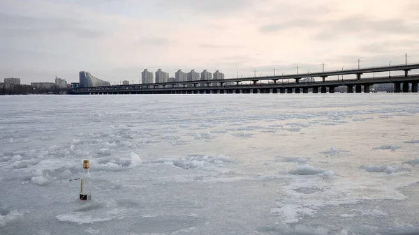 View North Bridge Voronezh Frozen Reservoir — Stok fotoğraf