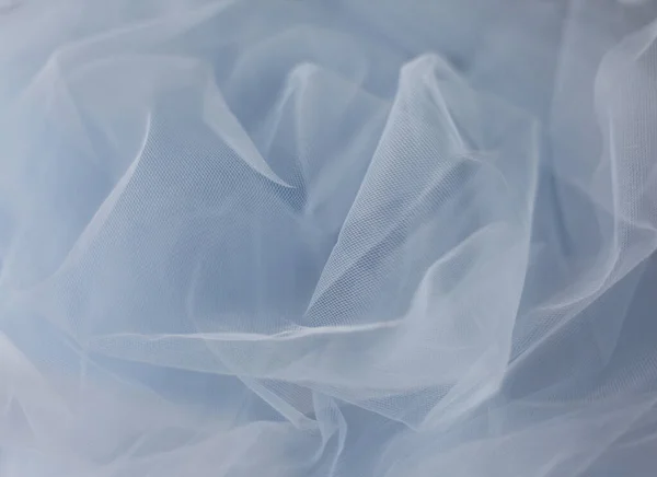 Pastel Blue Tulle Fabric Close Veil Texture Baby Blue Tulle — Stock Photo, Image