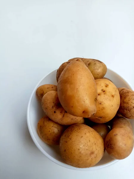 Batatas Bebé Não Descascadas Não Cozidas Solanum Tuberosum Interior Tigela — Fotografia de Stock