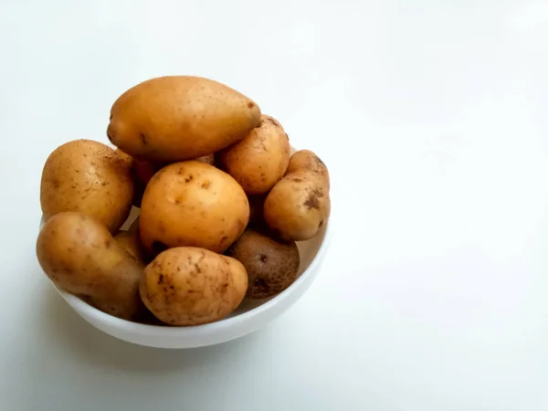 Batatas Bebé Não Descascadas Não Cozidas Solanum Tuberosum Interior Tigela — Fotografia de Stock