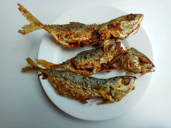 Ikan Goreng Dari Moolgarda Seheli Atau Valamugil Seheli Atau Ikan — Stok Foto