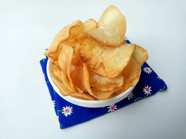 Tapioca Chips Eller Kassava Chips Eller Friterad Kassava Rot Presentera — Stockfoto