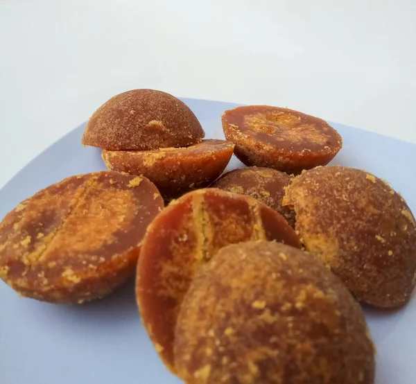 Gula Jawa Java Şekeri Kırmızı Şeker Palmiye Şekeri Yarım Top — Stok fotoğraf