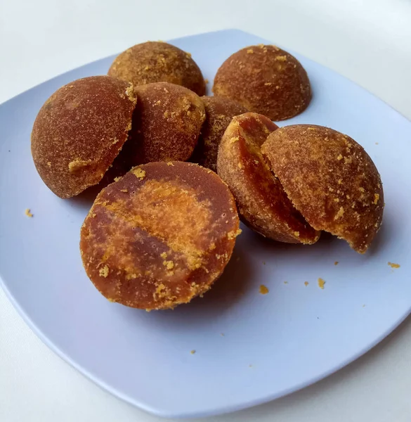 Gula Jawa Java Şekeri Kırmızı Şeker Palmiye Şekeri Yarım Top — Stok fotoğraf