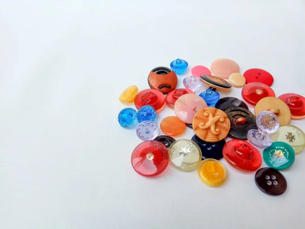 Assorted Colourful Sewing Buttons Isolated White Background — Stock Photo, Image