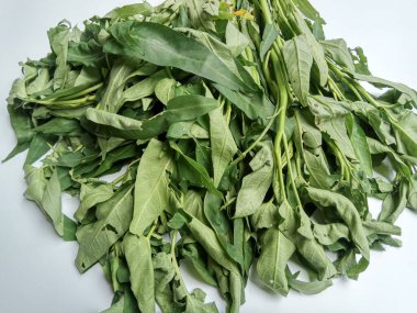 Bir grup Ipomoea Aquatica, beyaz arka planda izole edilmiş.