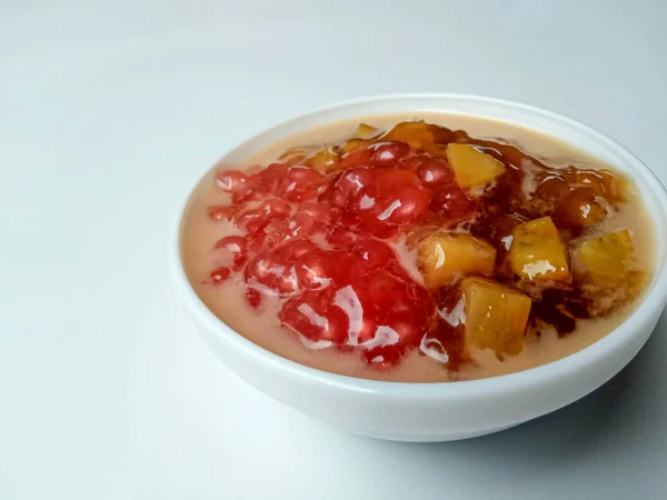 Mix Indonesian Dessert Porridge Bubur Mutiara Sago Pearls Porridge Bubur — Stock Photo, Image