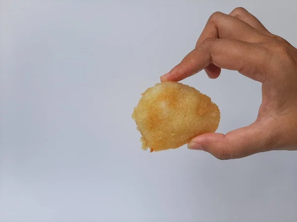 Fried Jadah Ketan Lanche Tradicional Indonésia Feito Arroz Pegajoso Coco — Fotografia de Stock