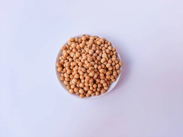 Dried Glycine Max Soybean Soyabean White Plate Isolated White Background — Stock Photo, Image