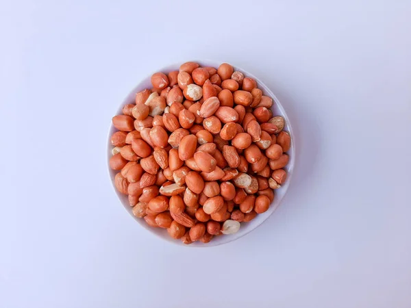 Peanut Groundnut Arachis Hypogaea White Plate Isolated White Background — 스톡 사진