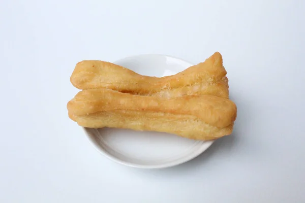 Twee Stukken Cakwe Cakue Populaire Traditionele Snack Uit Azië Geserveerd — Stockfoto