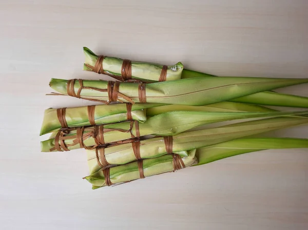 Lepet Snack Tradicional Indonesia Elaborado Con Arroz Glutinoso Soja Coco — Foto de Stock