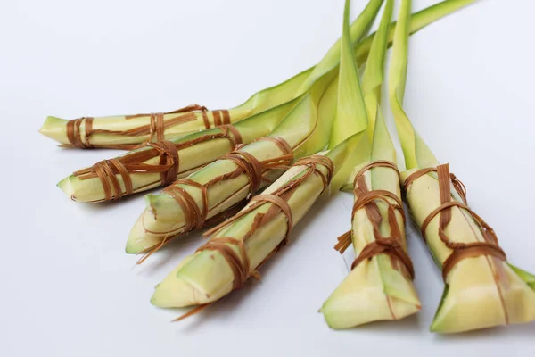 Lepet Snack Tradicional Indonesia Elaborado Con Arroz Glutinoso Soja Coco — Foto de Stock