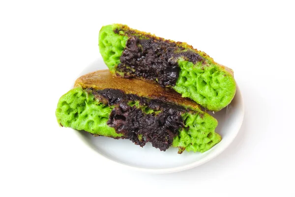 Pukis Colore Verde Con Topping Cioccolato Fuso Pukis Dolce Tradizionale — Foto Stock