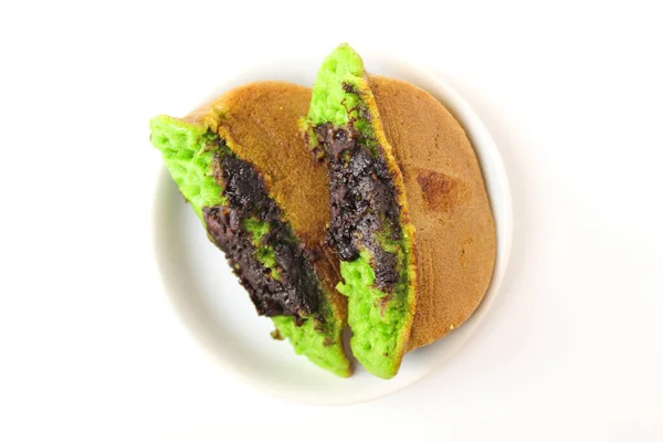 Pukis Colore Verde Con Topping Cioccolato Fuso Pukis Dolce Tradizionale — Foto Stock