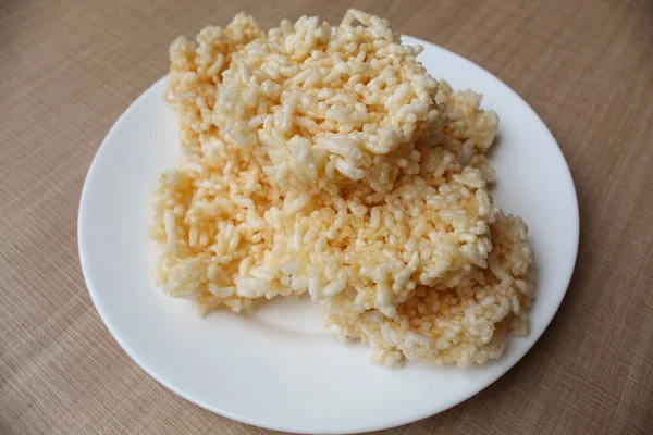 Rengginang Galletas Tradicionales Indonesia Hechas Arroz Pegajoso Que Secó Luego —  Fotos de Stock