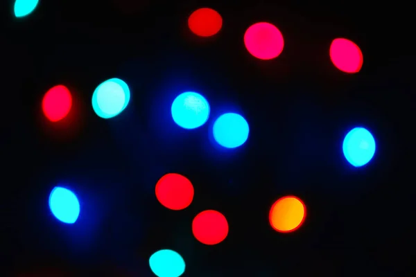 Grupo Luces Multicolores Desenfoque Bokeh Festivo Sobre Fondo Oscuro Fondo — Foto de Stock