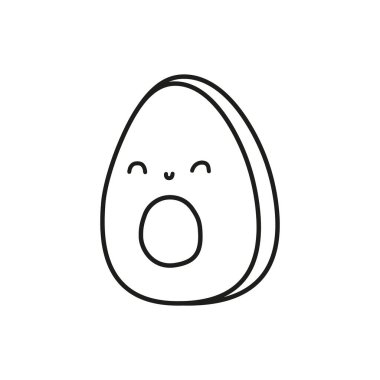 Şirin kawaii hattı yeşil avokado gözleriyle gülümsüyor. Tatlı çocuksu böğürtlen. İzole karalama beyaz arkaplanda tamamen düzenlenebilir illüstrasyon.