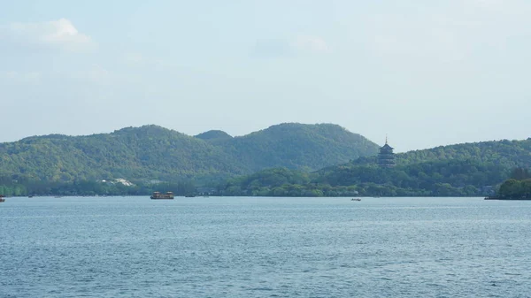 Prachtige Meer Landschappen Hangzhou Stad Van China Het Voorjaar Met — Stockfoto