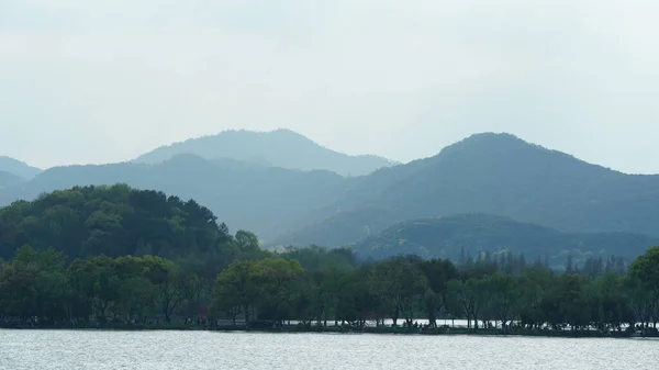 Prachtige Meer Landschappen Hangzhou Stad Van China Het Voorjaar Met — Stockfoto