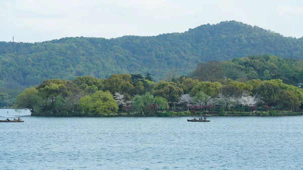 Belas Paisagens Lago Cidade Hangzhou China Primavera Com Lago Tranquilo — Fotografia de Stock