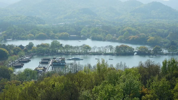 Prachtige Meer Landschappen Hangzhou Stad Van China Het Voorjaar Met — Stockfoto