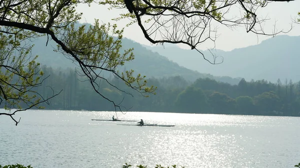 Prachtige Meer Landschappen Hangzhou Stad Van China Het Voorjaar Met — Stockfoto