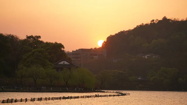 Los Hermosos Paisajes Del Lago Ciudad Hangzhou China Primavera Con — Foto de Stock