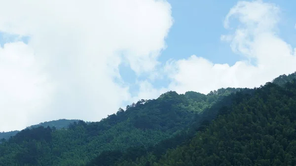 Los Hermosos Paisajes Montañosos Con Bosque Verde Pequeño Pueblo Como — Foto de Stock