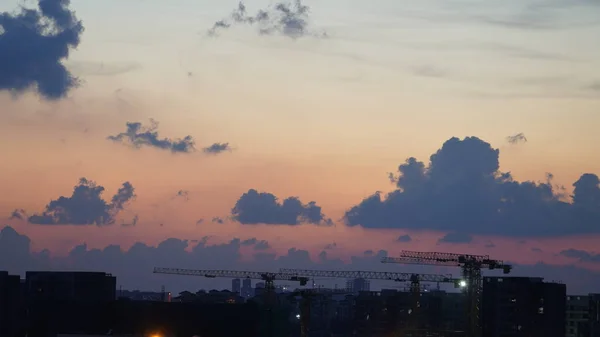 Прекрасний Вид Захід Сонця Барвистим Небом Хмарами Фон Влітку — стокове фото