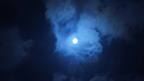 Lune Vue Nuit Avec Lune Brillante Dans Ciel Sombre Nuit — Photo