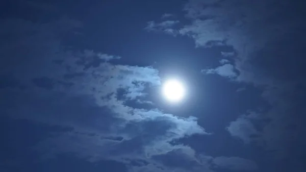 Lune Vue Nuit Avec Lune Brillante Dans Ciel Sombre Nuit — Photo