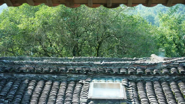 Bela Paisagem Rural Chinesa Vista Para Aldeia Com Antigos Edifícios — Fotografia de Stock
