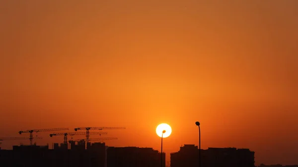 Beautiful Sunset View Colorful Clouds Sky City — Stockfoto