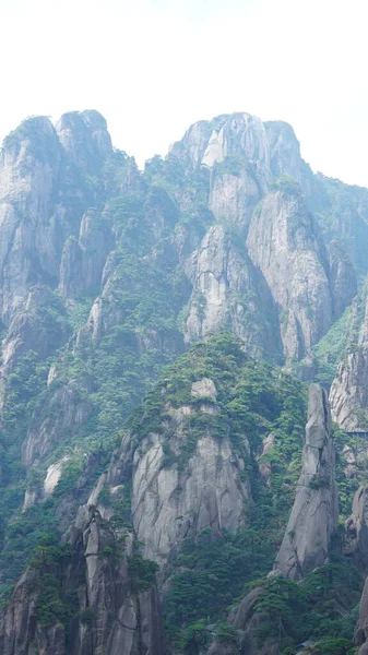 Gyönyörű Hegyvidéki Tájak Zöld Erdő Kitört Sziklaszirt Mint Háttér Kínai — Stock Fotó
