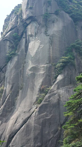 Vackra Bergslandskapen Med Den Gröna Skogen Och Den Utspruckna Klippan — Stockfoto