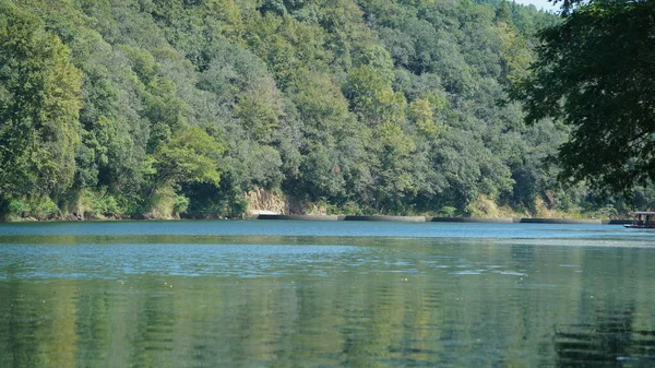 Bela Vista Campo Com Rio Claro Montanhas Como Pano Fundo — Fotografia de Stock