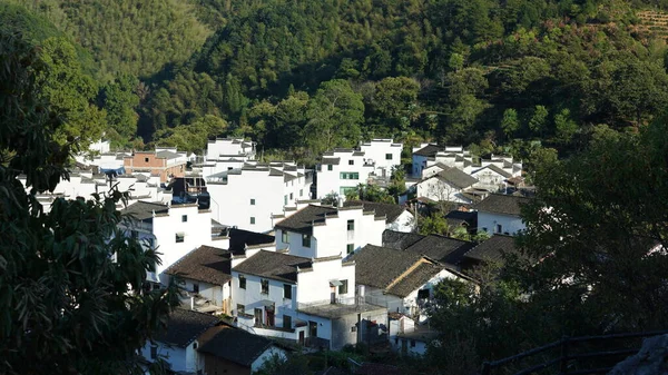 Beautiful Traditional Chinese Village View Classical Architecture Fresh Green Trees — Stock Photo, Image