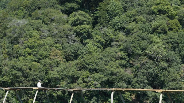 Vista Ponte Madeira Clássica Localizada Zona Rural China — Fotografia de Stock