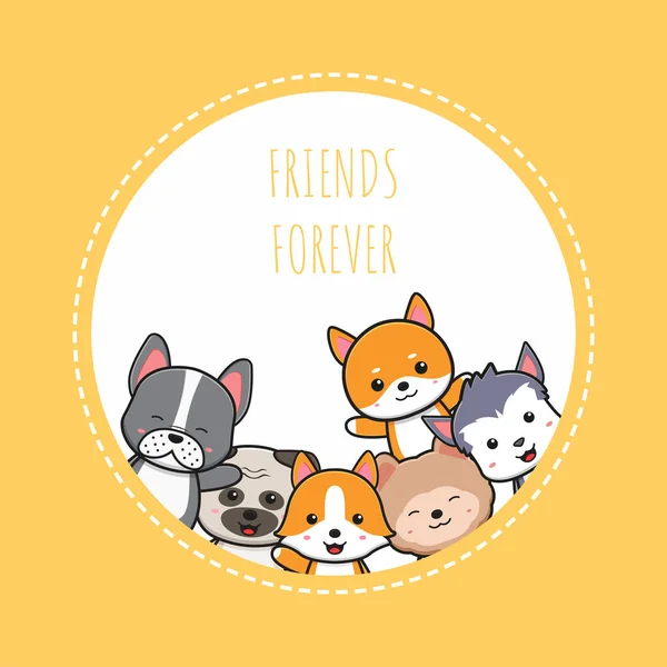 Bonito Cão Doodle Banner Fundo Papel Parede Ícone Desenho Animado —  Vetores de Stock