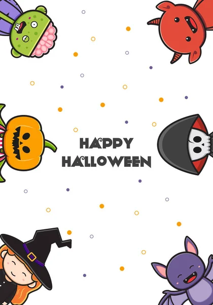 Roztomilý Halloween Znak Pozadí Banner Karikatura Ilustrace Byt Karikatura Styl — Stockový vektor
