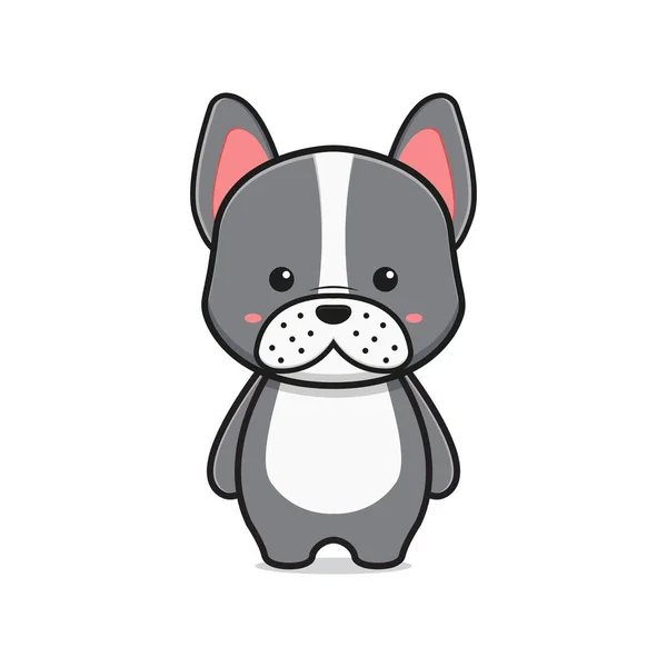 Mignon Personnage Mascotte Bulldog Français Illustration Vectorielle Icône Dessin Animé — Image vectorielle