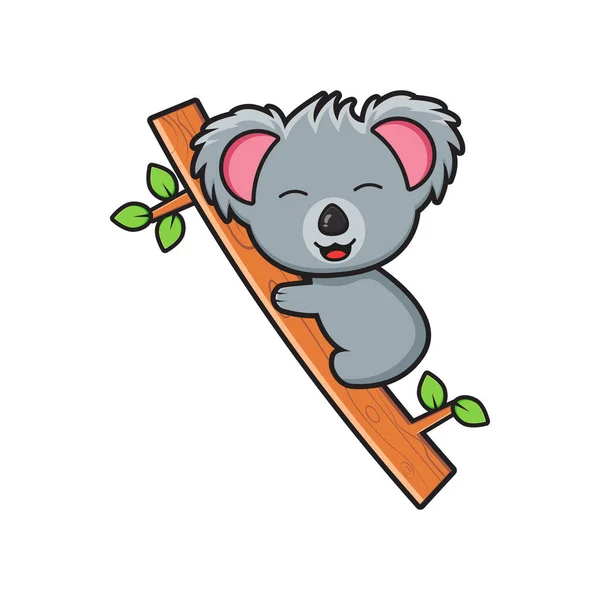 Koala Bonito Está Deitado Ramo Desenho Animado Ícone Clip Ilustração —  Vetores de Stock