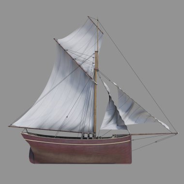 Fransız yelkenlinin 3 boyutlu çizimi
