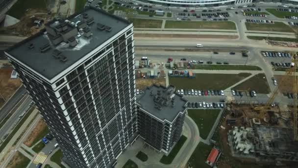 Будівництво Сучасних Багатоповерхових Будівель Будівництво Нового Міського Кварталу Будівлі Під — стокове відео