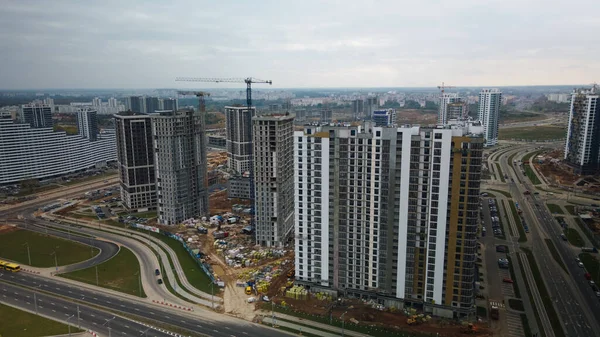 Bau Moderner Mehrstöckiger Gebäude Bau Eines Neuen Stadtblocks Gebäude Bau — Stockfoto