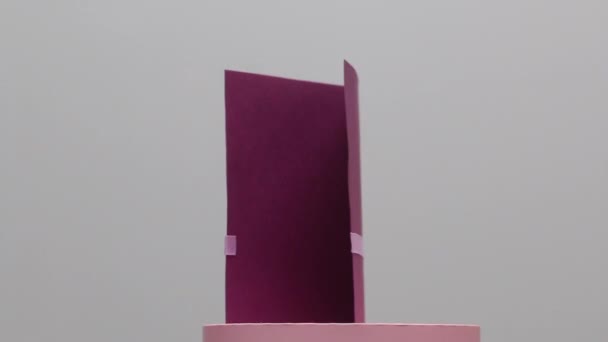 Виготовлення Вітальних Листівок Паперові Заготовки Стрічки Гілки Лагури Стоїть Стадії — стокове відео