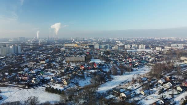 城市街区 私人部门的现代多层建筑 冬天的城市景观 空中摄影 — 图库视频影像