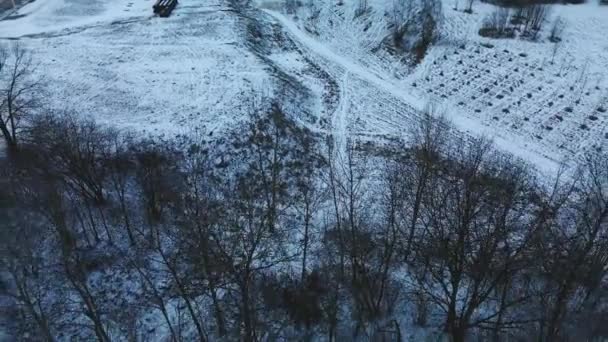 Vol Dans Parc Municipal Paysage Hivernal Photographie Aérienne — Video