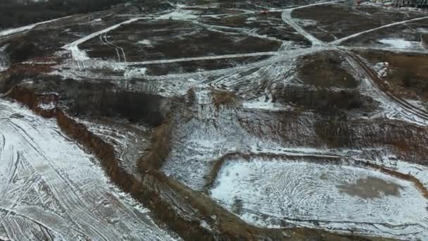 Construction Site City Vacant Lot Traces Heavy Construction Equipment Visible — Stockvideo